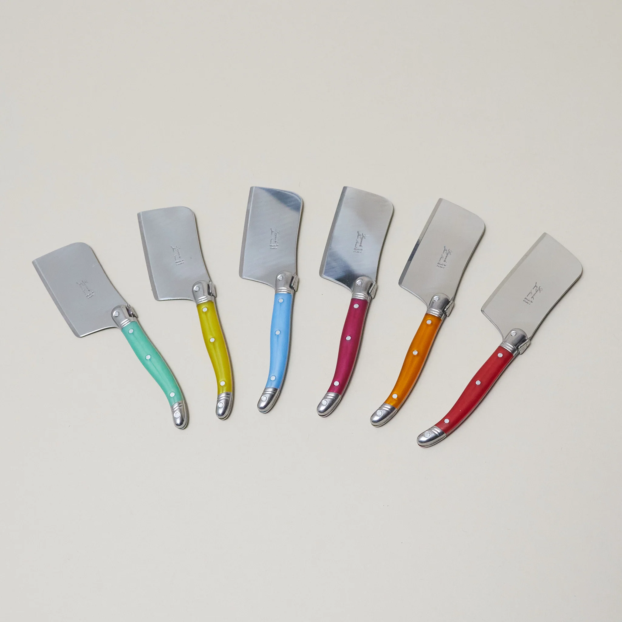 Environmentally Friendly Set of 6 Laguiole Rainbow Mini Cheese Cutters Excellent