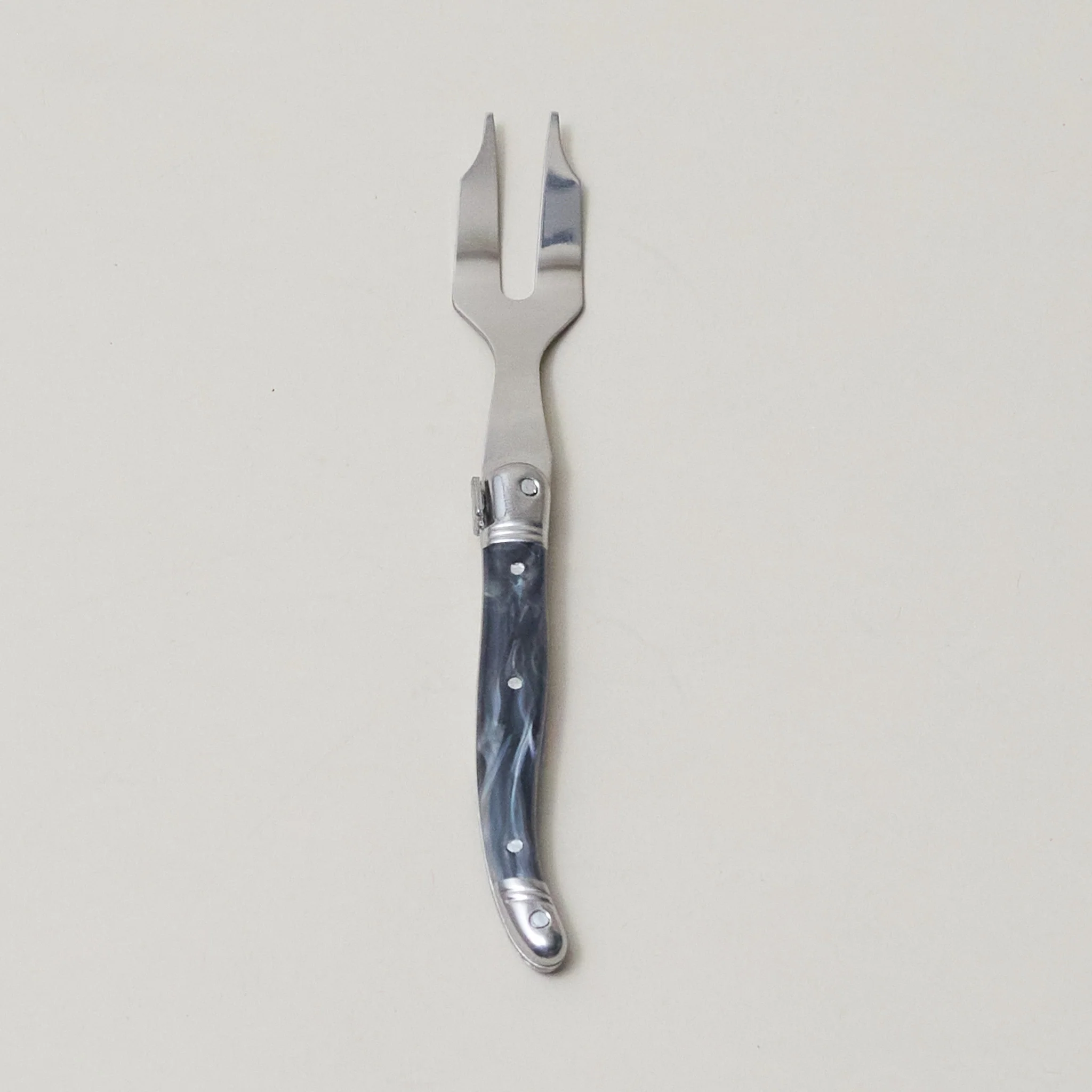 Lightweight Set of 4 Laguiole Mini Cheese Fork Black Marble High-End