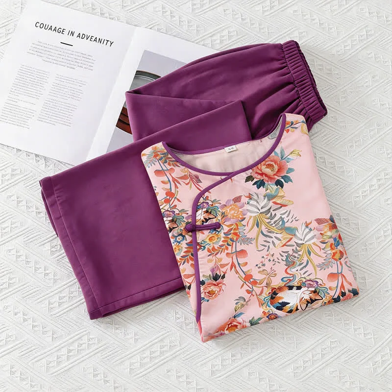 Responsible Ownkoti Floral amp Cat Eastern-Inspired Loungewear Set Durable