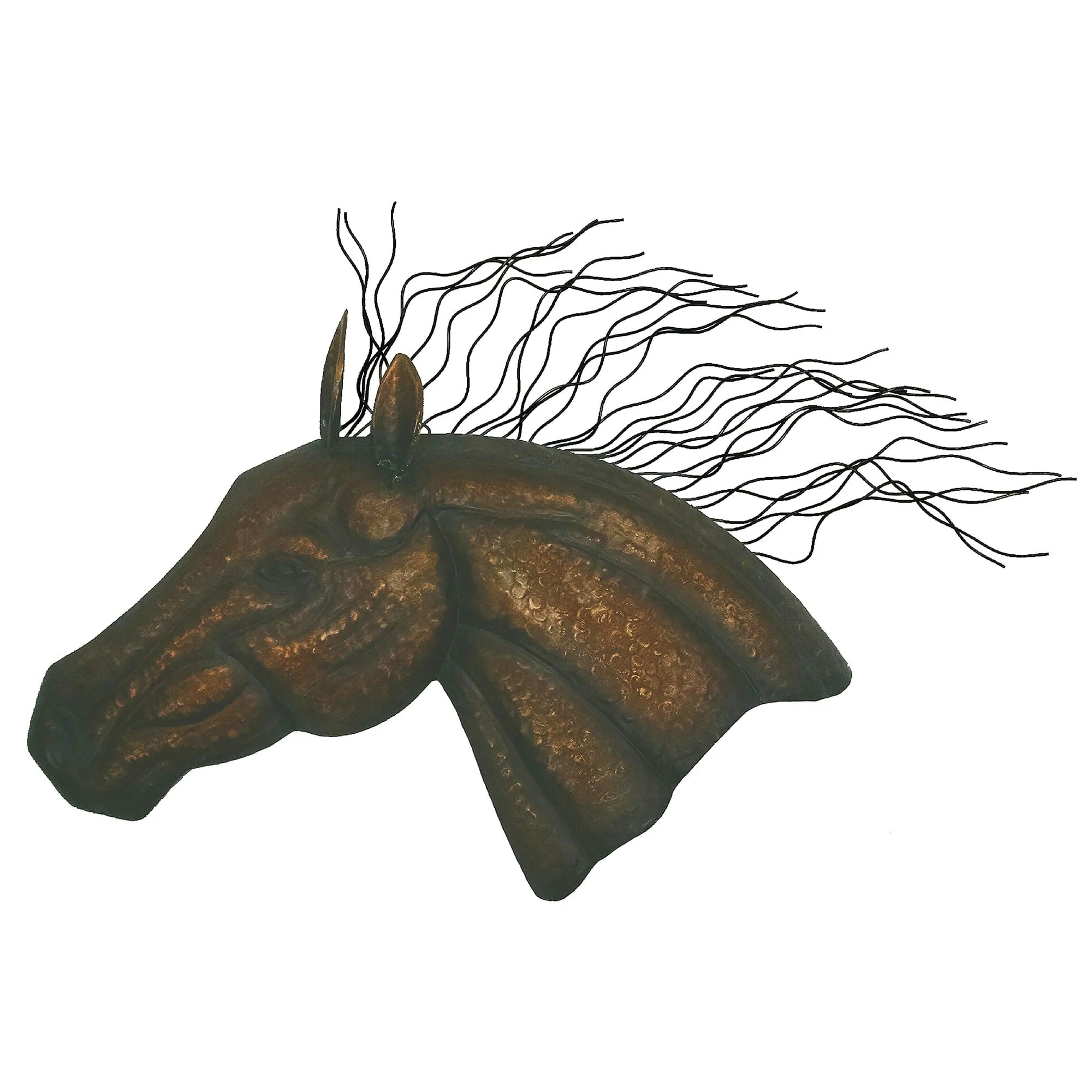 Elegant Large Horse Head Forged Metal Wall Sculpture Certified