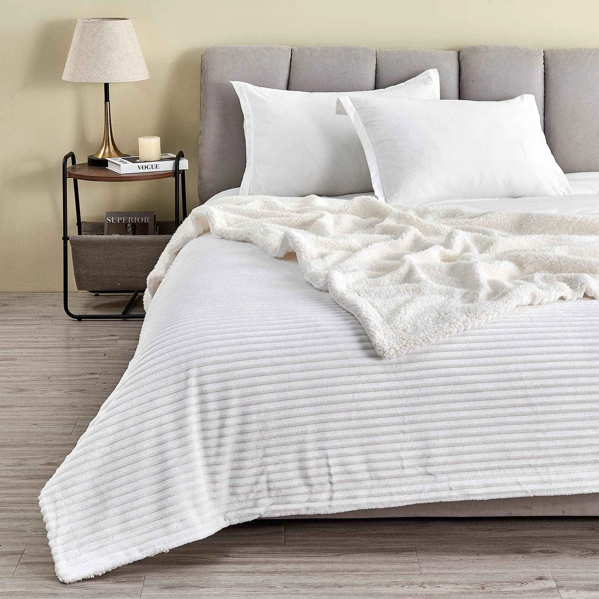 Practical Ribbed Sherpa Throw Blanket – Corduroy Collection Luxury