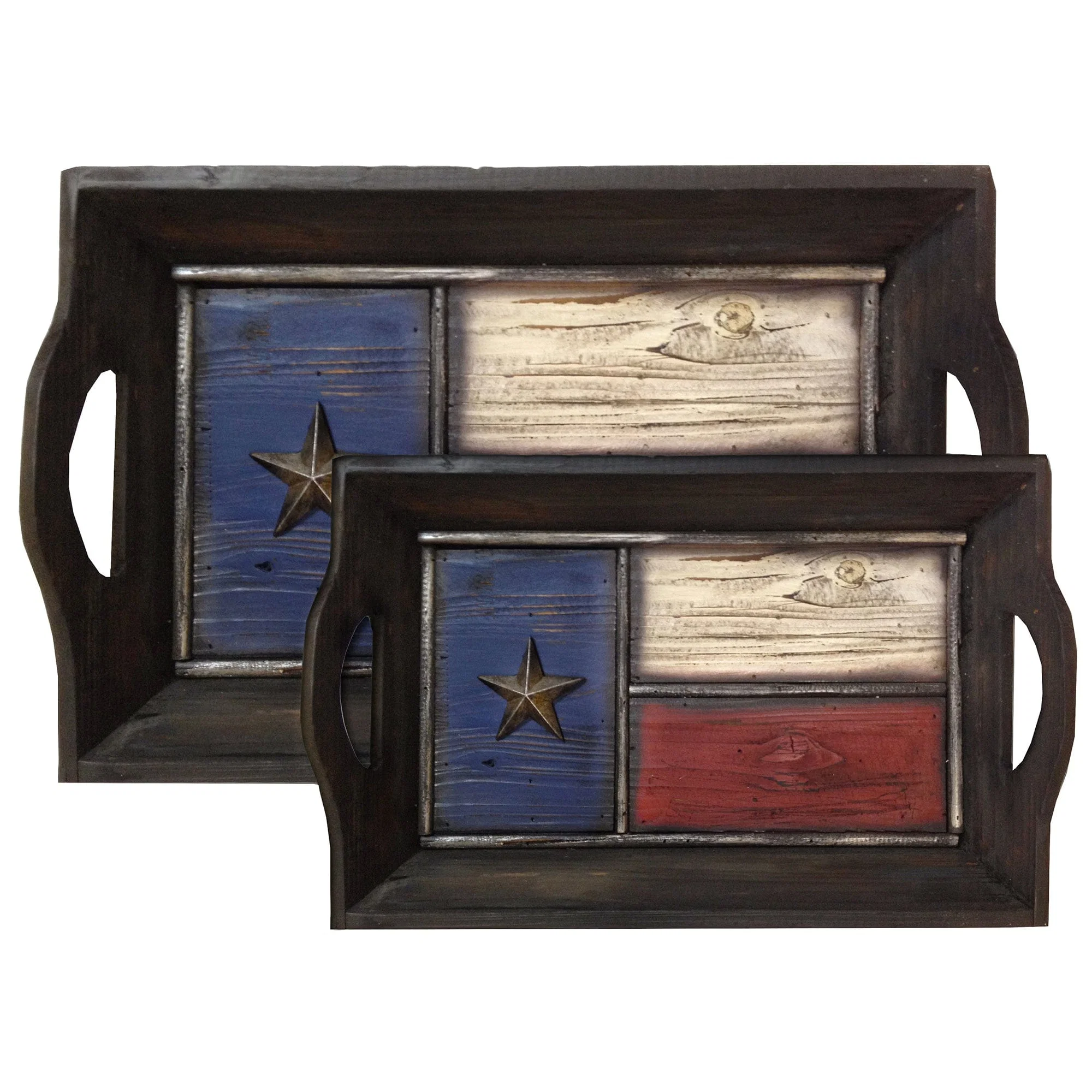 Contemporary Texas Flag Tray Set 2 Pc Selected