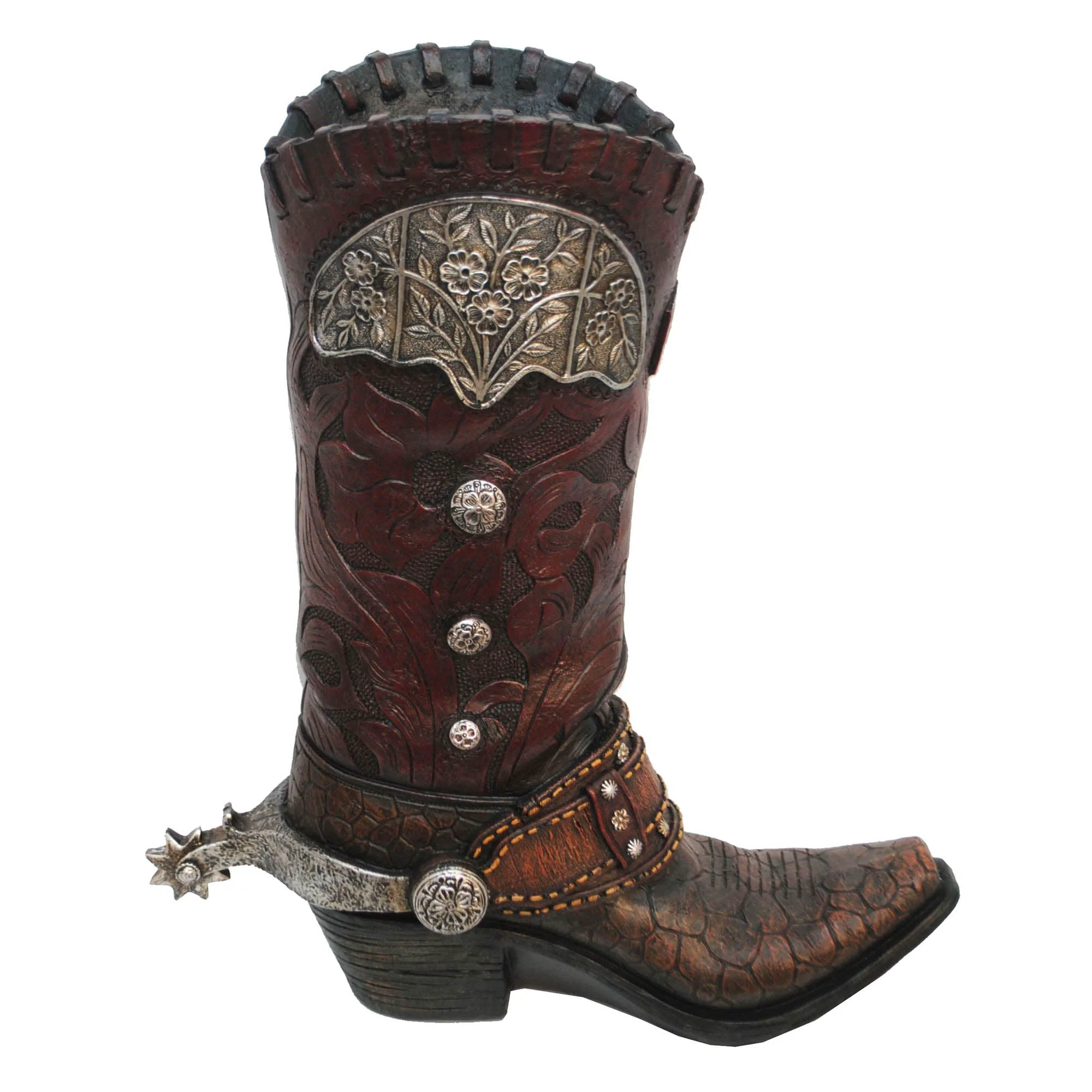 Convenient Tooled Cowboy Boot Vase Healthy