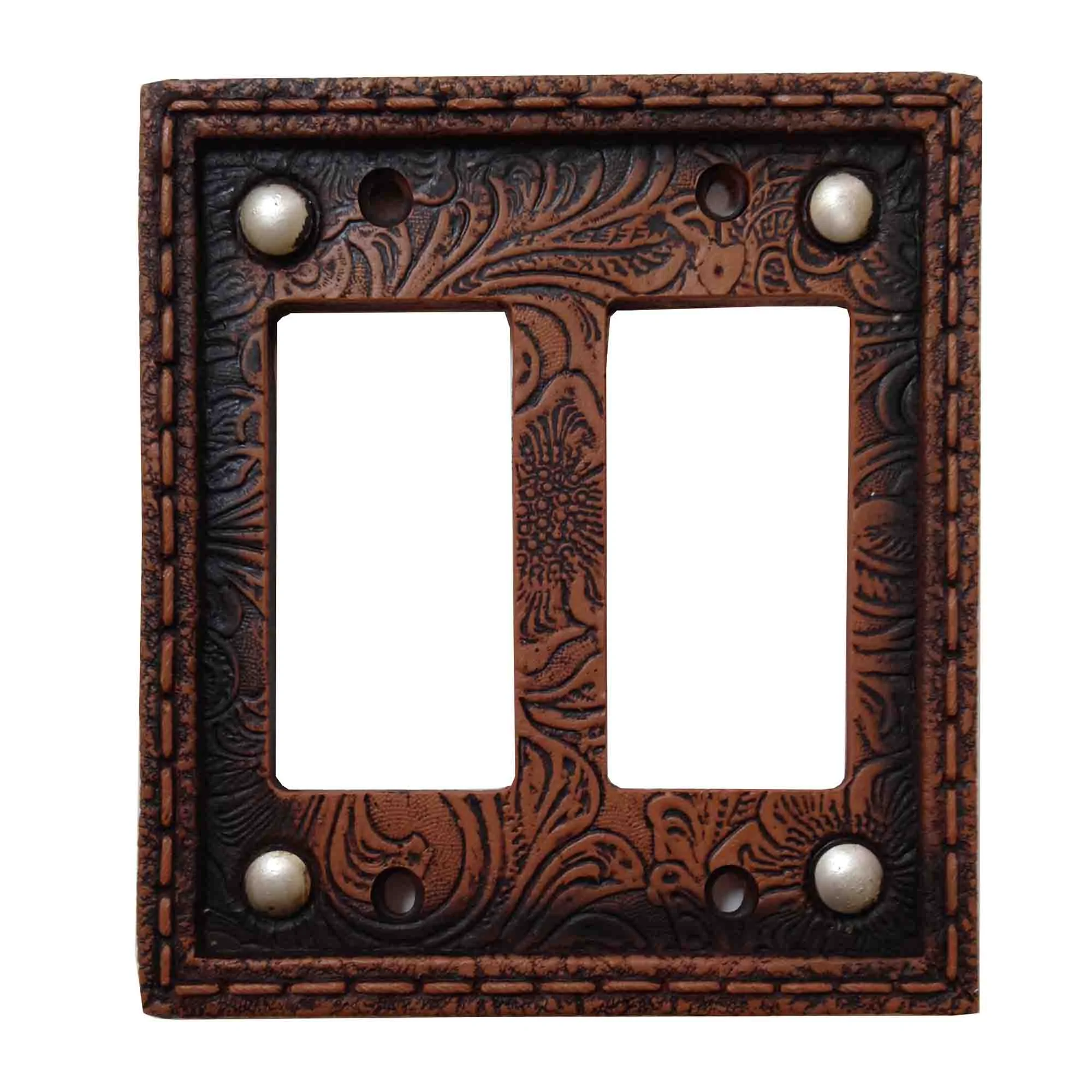 Stylish Tooled Resin Studded Double Wall Switch Plate Elite