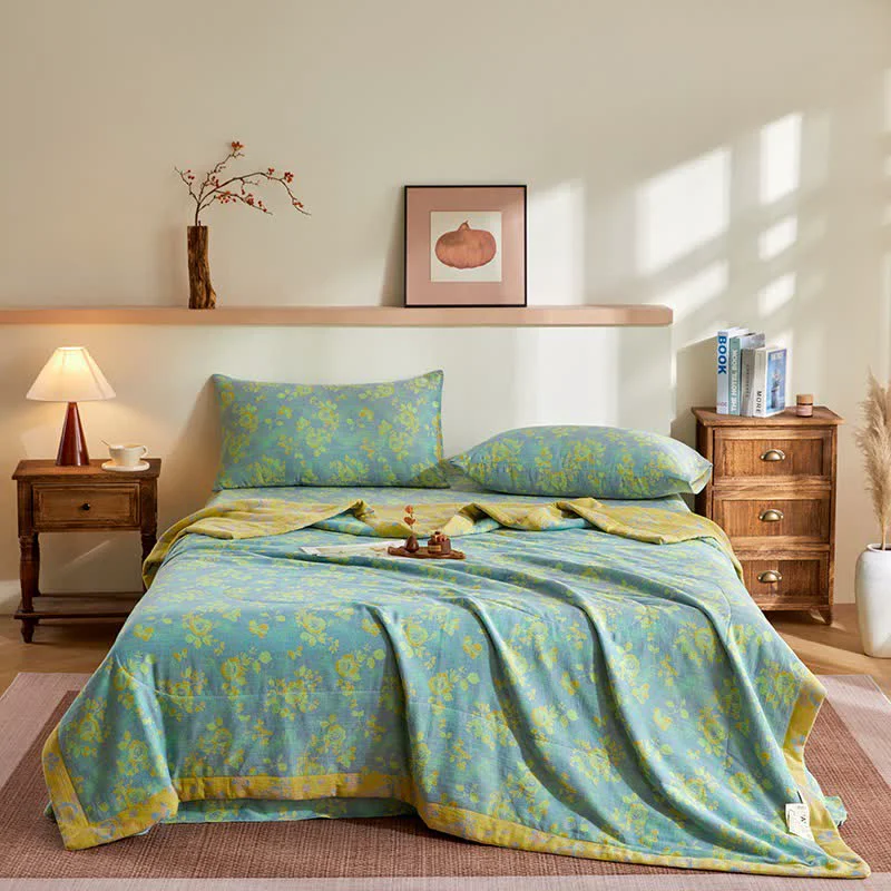 High-End Ownkoti Cotton Gauze Romantic Rose Jacquard Quilt Unique