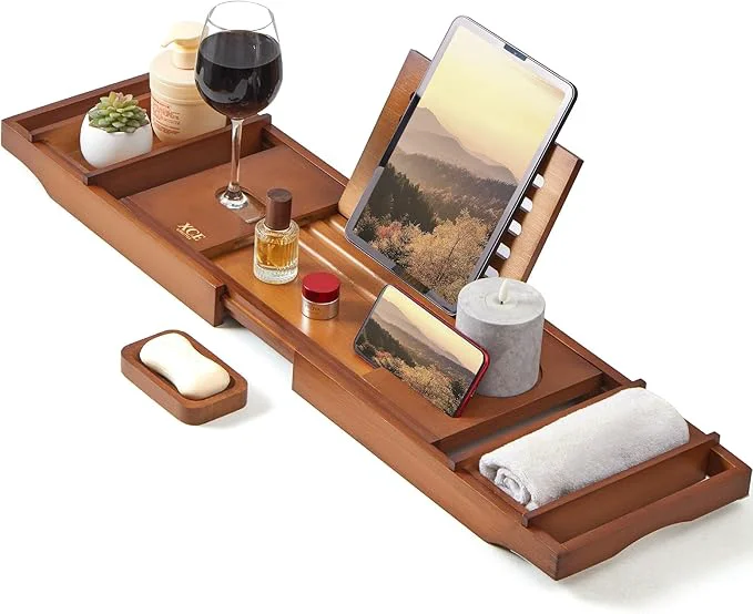 Elegant XcE Bamboo Bathtub Caddy Tray Premium