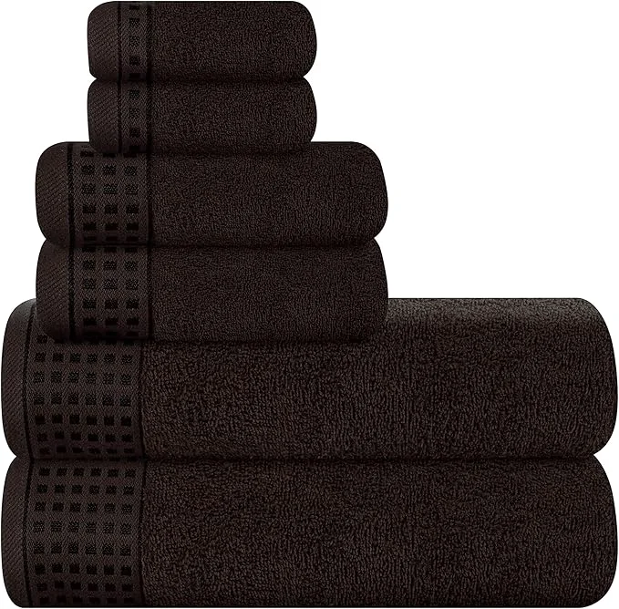 Recyclable GLAMBURG Cotton Ultra Soft 6 Pack Towel Set Contains 2 Bath Towels 28×55 Pure