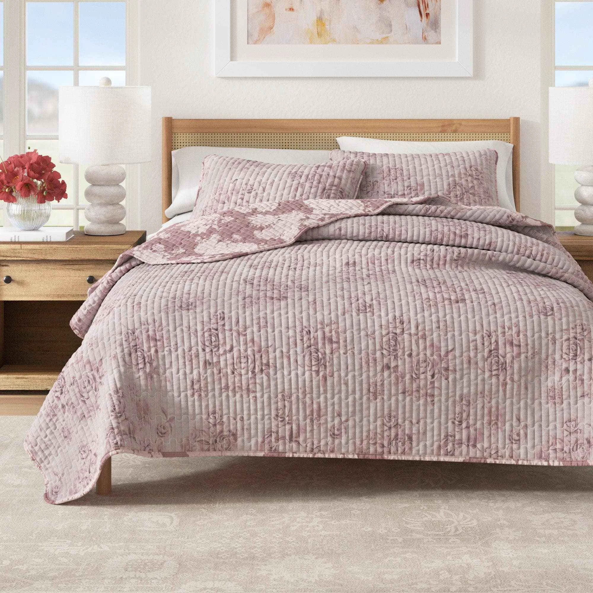 High-Grade Floral Printed Cotton Quilt Set – Corin Collection Fashionable
