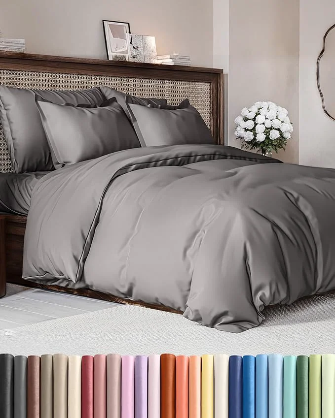 Durable Duvet Cover Full Size Set – Extra Soft Full Duvet Cover 80 quot x 90 quot with 2 Pillow Shams – Hotel Luxury Easy Care amp Fade w Zipper Closures amp Ties – All Season Comfy Cozy amp Breathable Dark Grey Proven