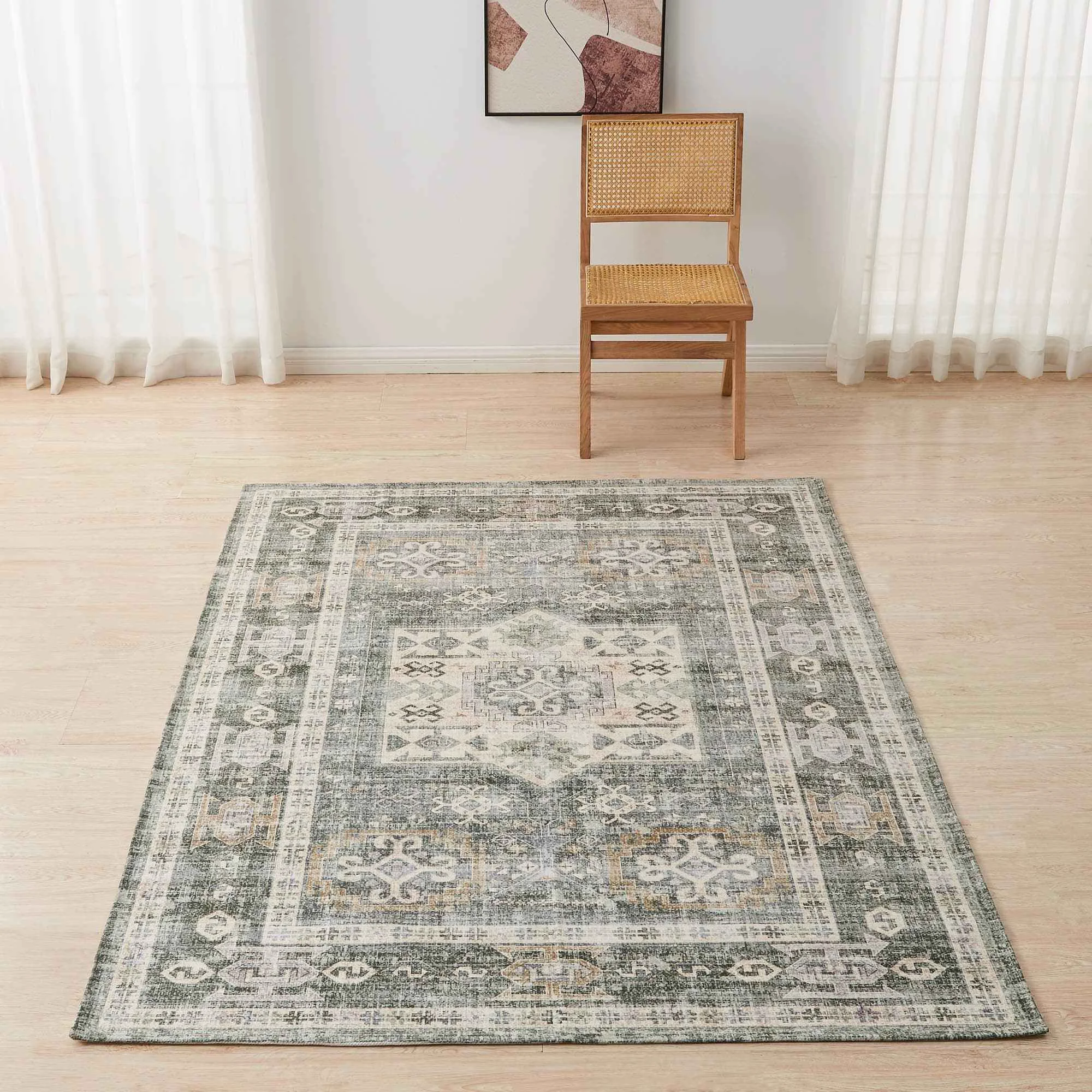 High-End Medallion Machine Washable Accent Area Rug 5 39 x 7 39 – Nava Collection Original