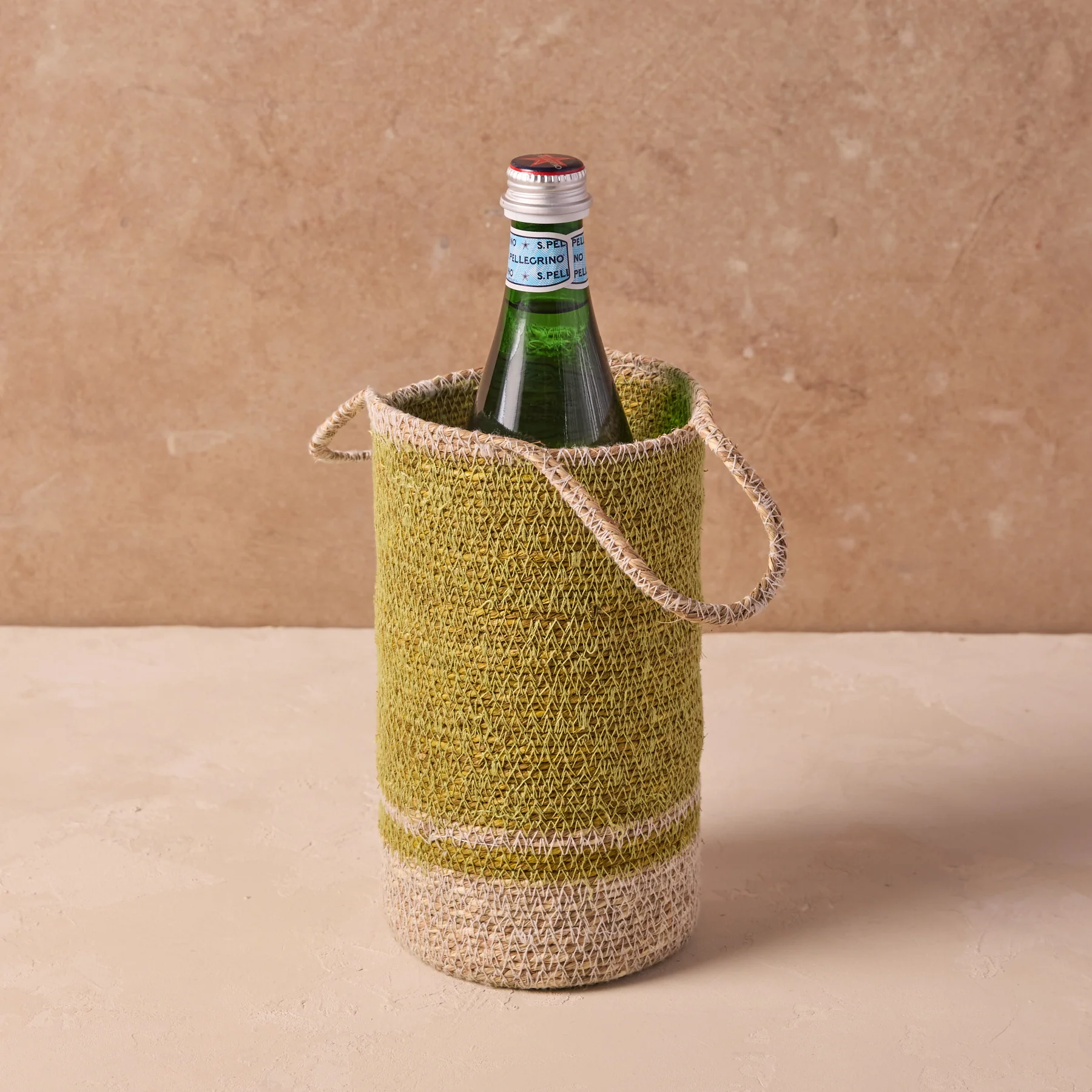 First-Class Hydra Woven Seagrass Bottle Holder Chartreuse Soft