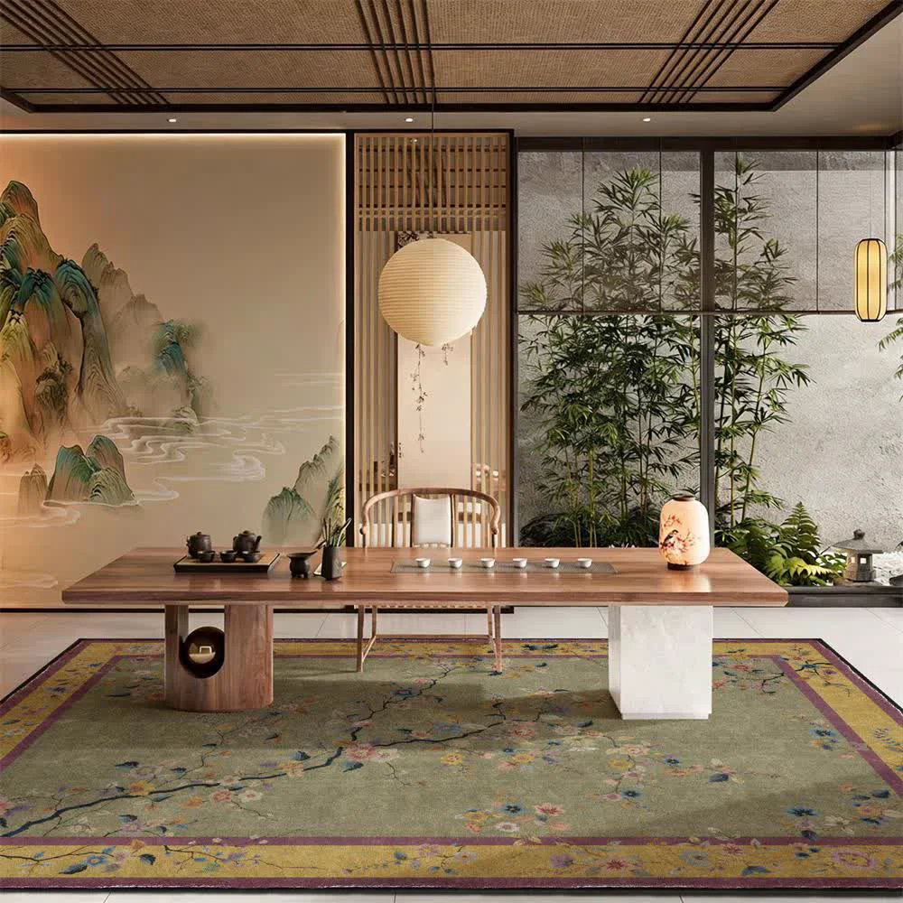 World-Class Ownkoti Vintage Oriental Botanical Foldable Area Rug Smooth