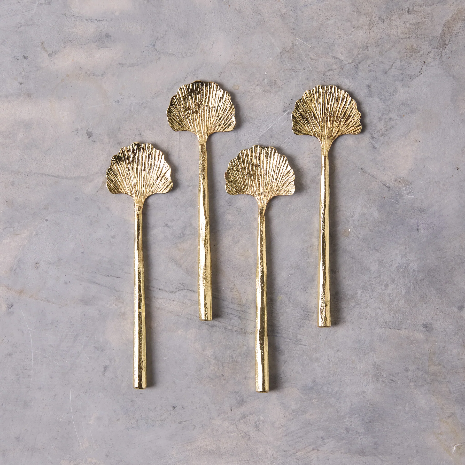 Optimized Gingko Mini Spoons Gold Set of 4 Verified