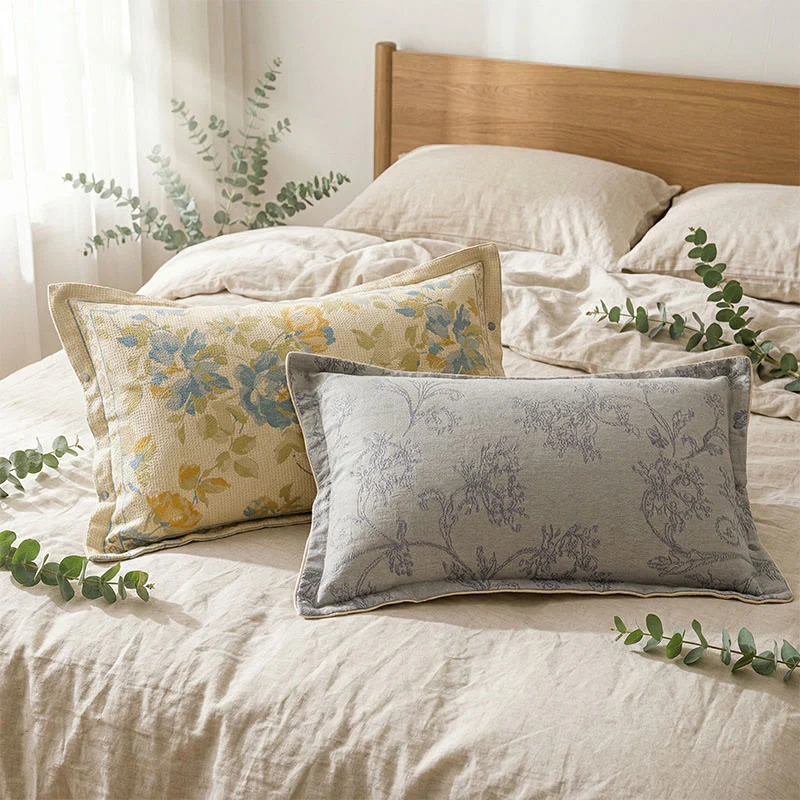 Original Design Ownkoti Linen Gauze Button Cotton Pillowcases 2PCS Clean