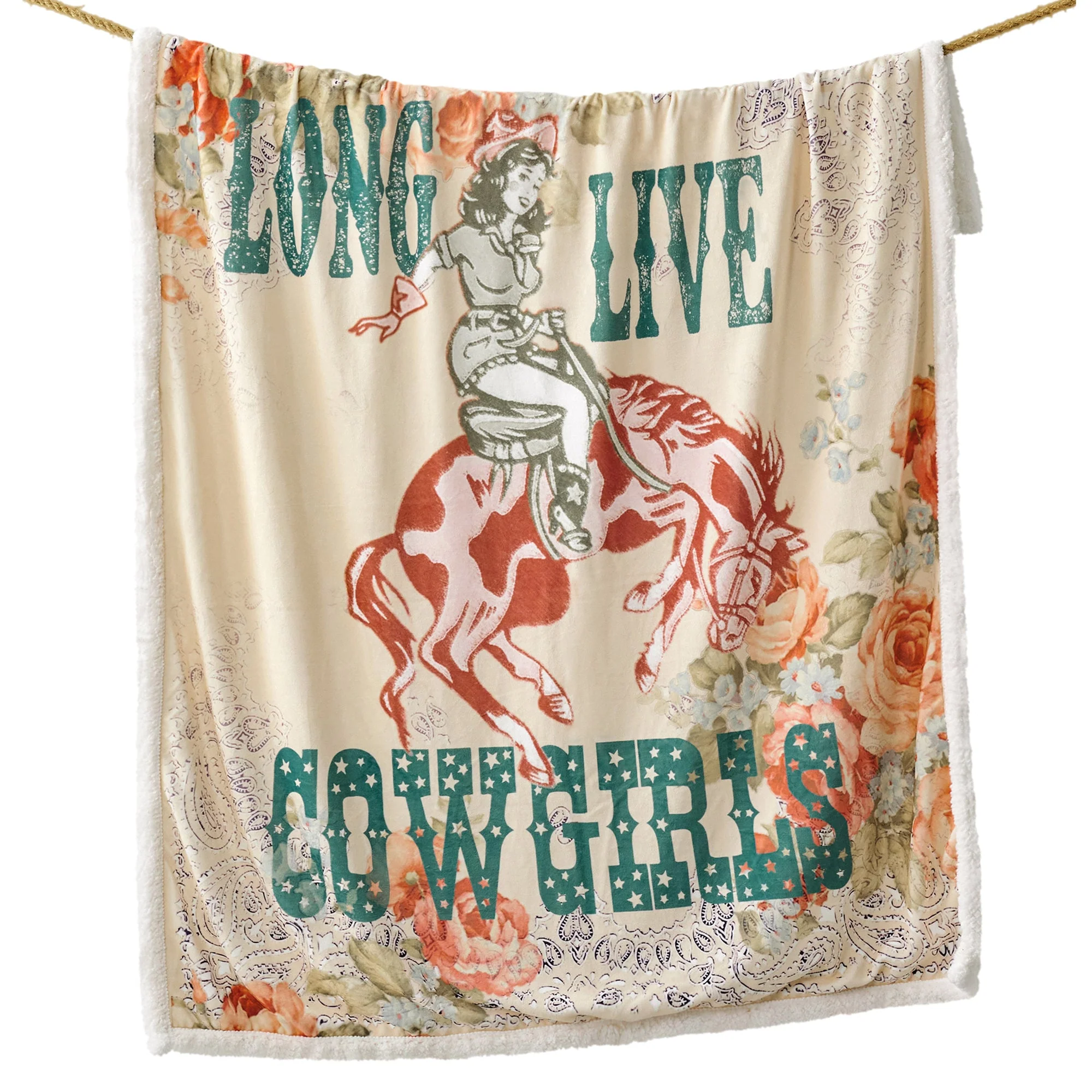 Carefully Designed Long Live Cowgirls Campfire Sherpa Throw Original