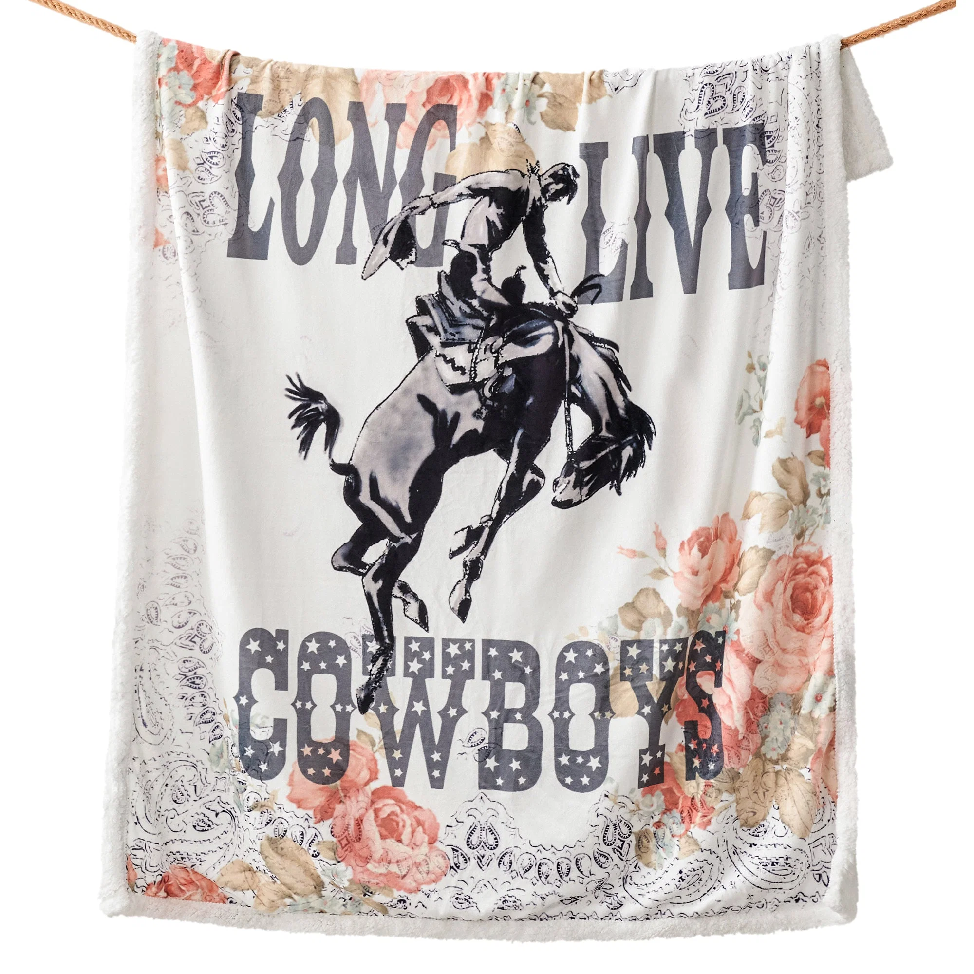 Safe Long Live Cowboys Campfire Sherpa Throw User-Friendly