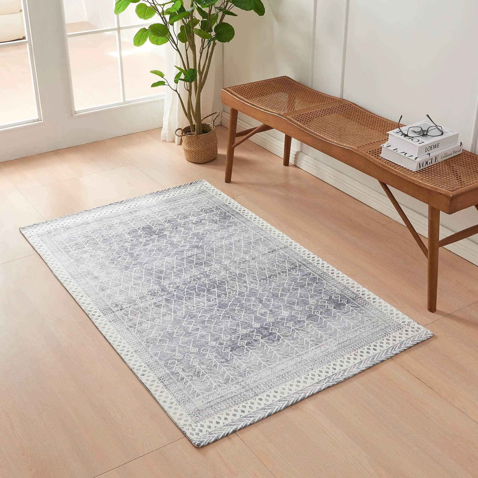 Specialty Distressed Moroccan Machine Washable Accent Area Rug 3 39 x 5 39 – Neve Collection Responsible