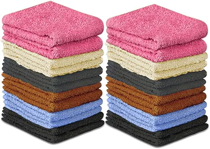Comfortable QUBA LINEN Cotton Washcloth Set 24 Packs – Soft Absorbent Face Towels Solid
