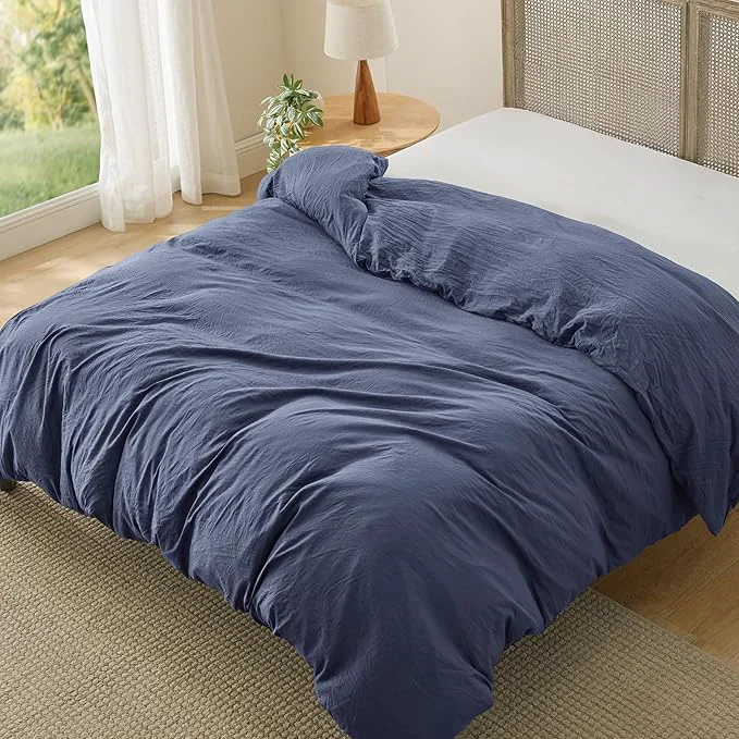 Luxury Bedsure Navy Blue Duvet Cover King Size Only – Prewashed Cotton-Like Polyester Extra Soft All Season Bedding Includes 1 Duvet Cover 104×90 Inches with Zipper Closure Comforter Not Included Pure