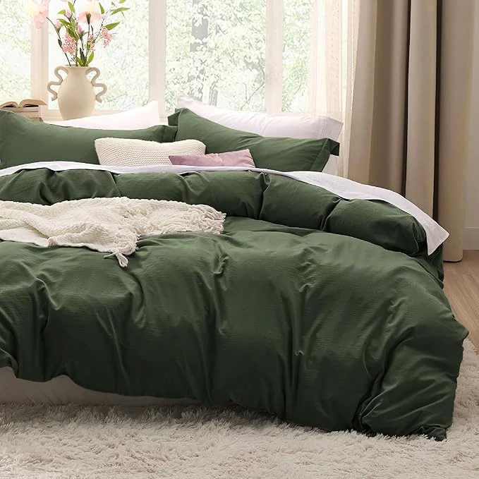 Secure Bedsure Olive Green California King Duvet Cover – Prewashed Cotton-Like Extra Soft Bedding Set Includes 1 Cal King Duvet Cover 104×98 Inches with Zipper Closure amp 2 Pillow Shams No Comforter Casual