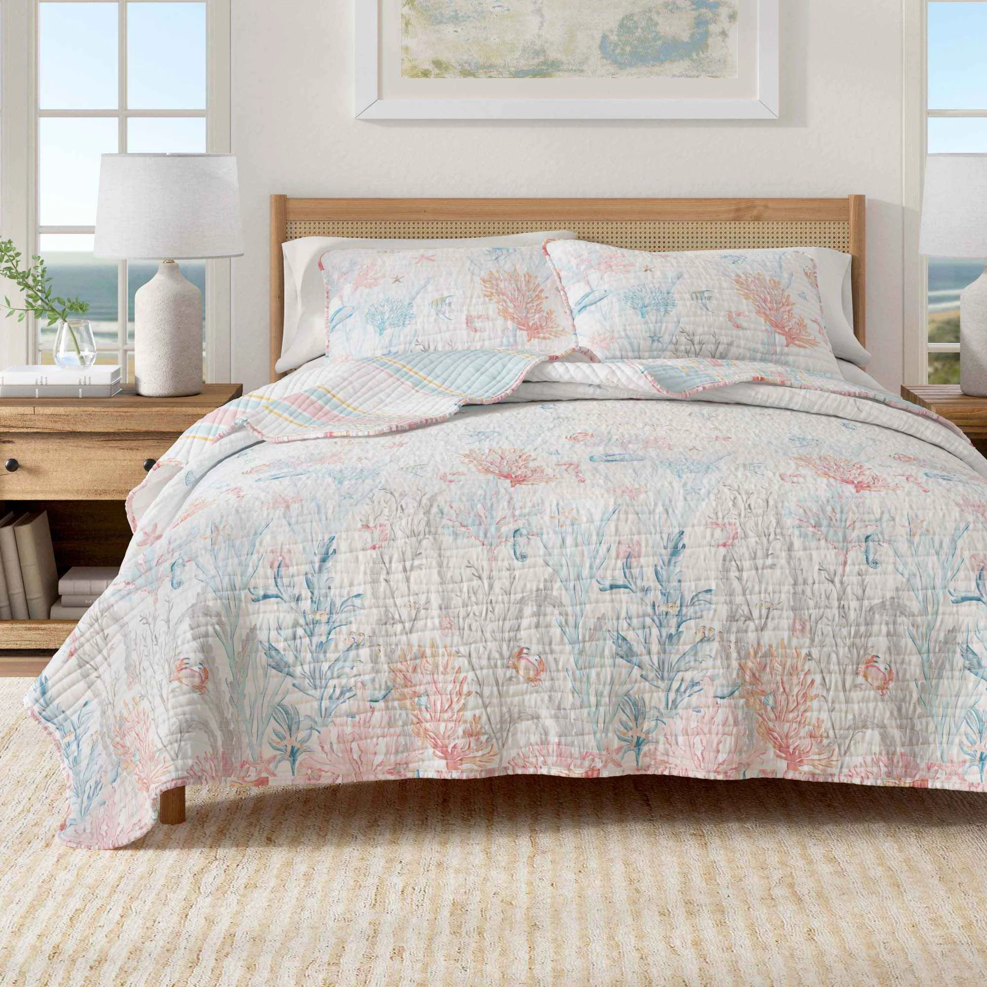 Relaxed Coastal Coral Reef Quilt Set – Caymen Collection High-End
