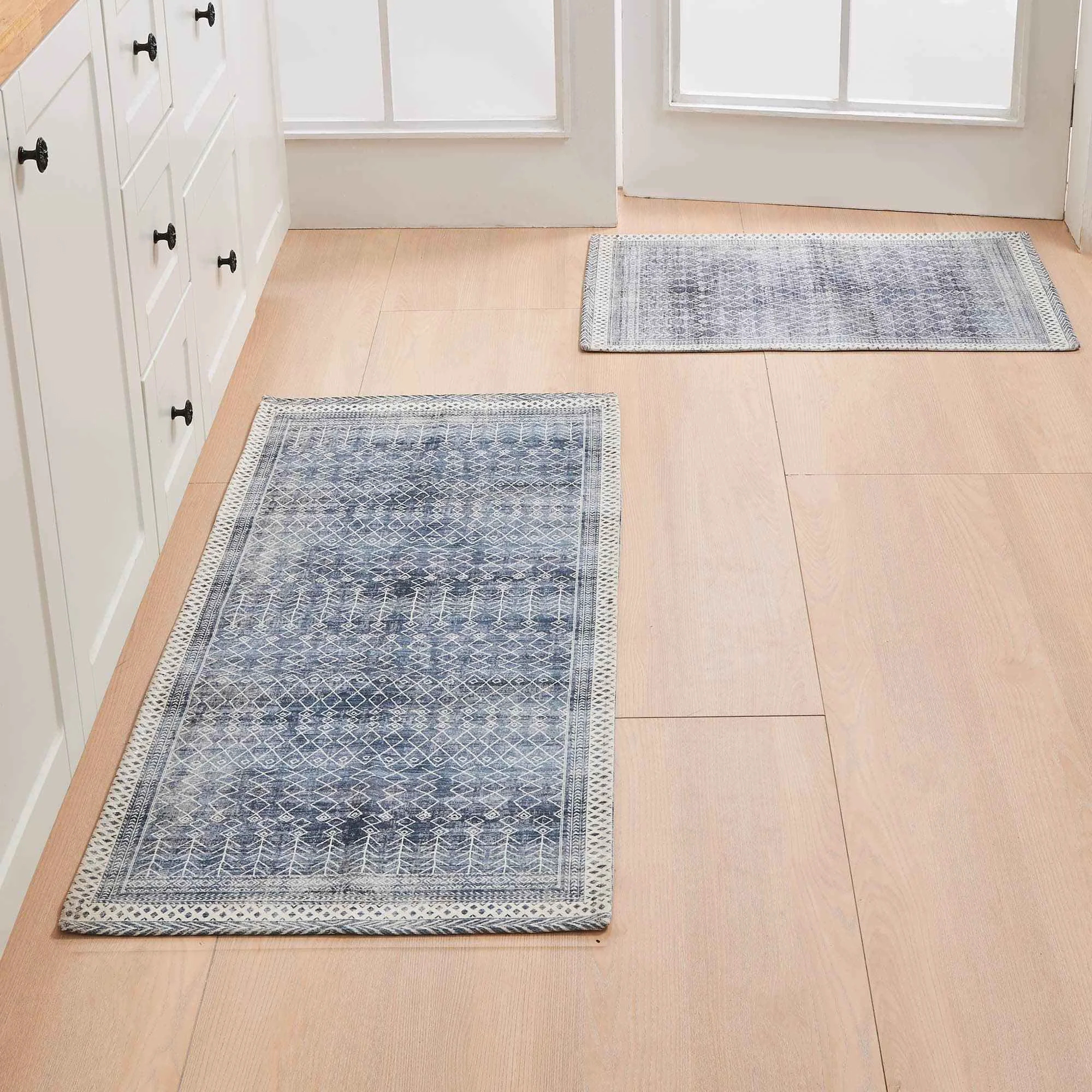 Enhanced Distressed Moroccan Machine Washable Accent Area Rug amp Runner 2 Pack – Neve Collection Natural