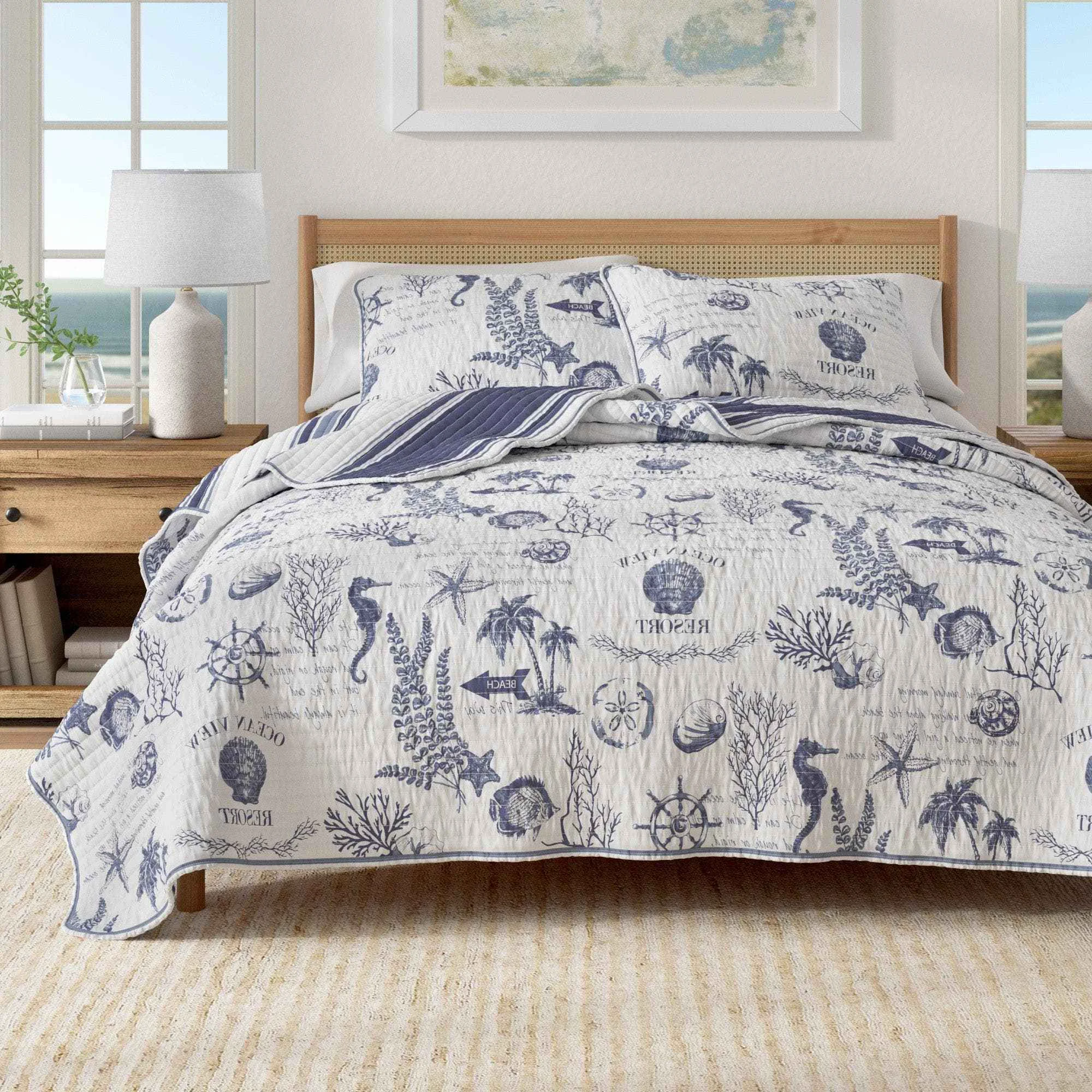 Safe Coastal Printed Cotton Quilt Set – Calypso Collection Prestigious