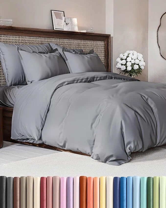 Exclusive Duvet Cover King Size Set – Extra Soft King Duvet Cover 104 quot x 90 quot with 2 Pillow Shams – Hotel Luxury Easy Care amp Fade w Zipper Closures amp Ties – All Season Comfy and Breathable Steel Blue Pure