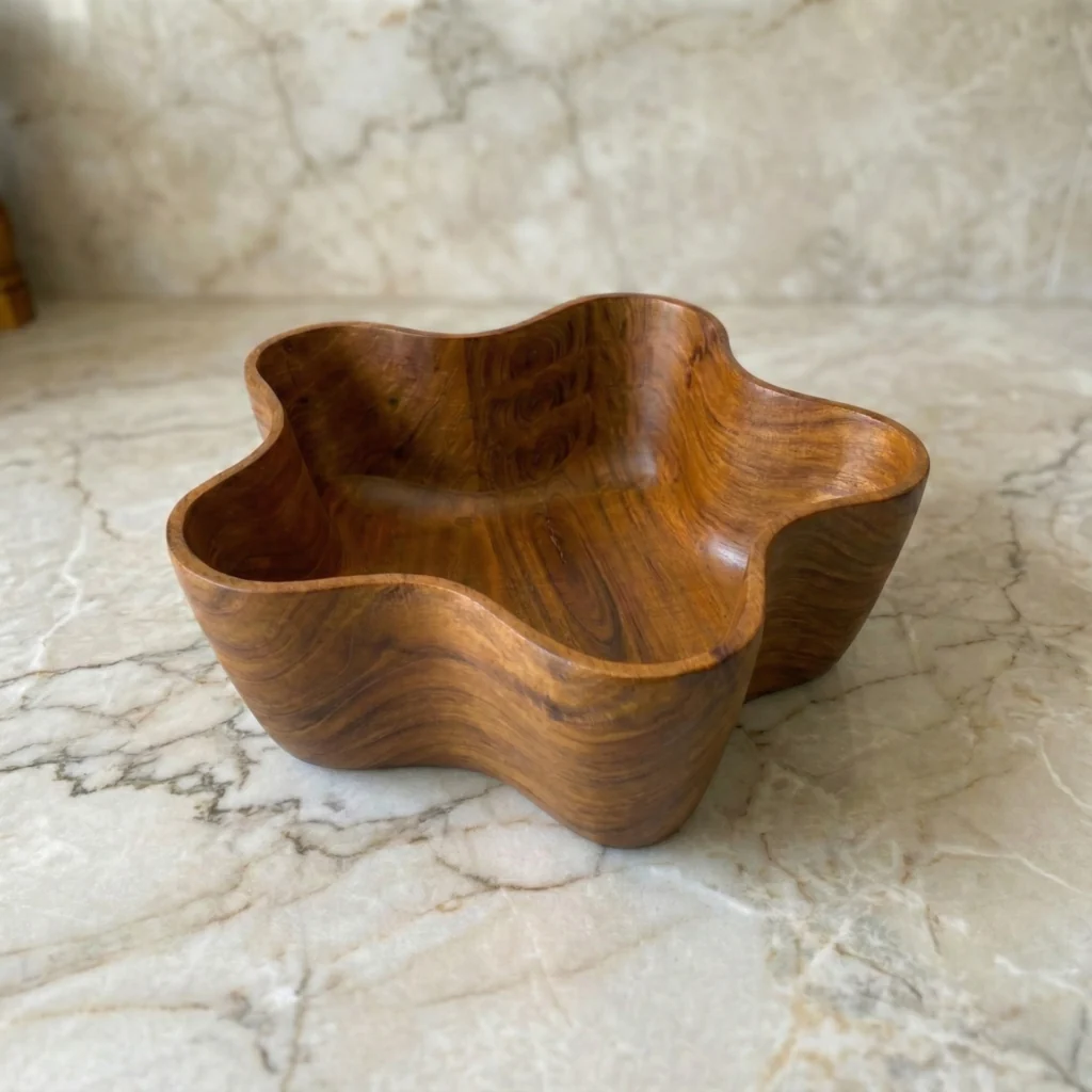 Superior Wave Wood Bowl Walnut Detailed