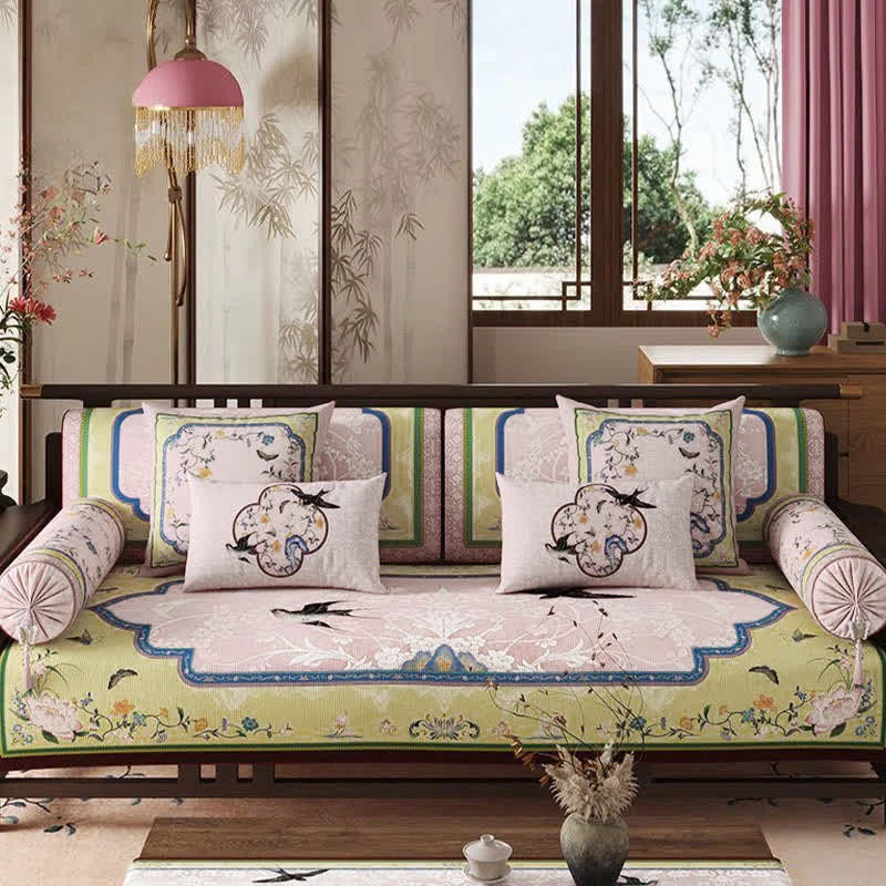 Eco-Friendly Ownkoti Oriental Lotus amp Bird Print Sofa Protector Carefully Designed