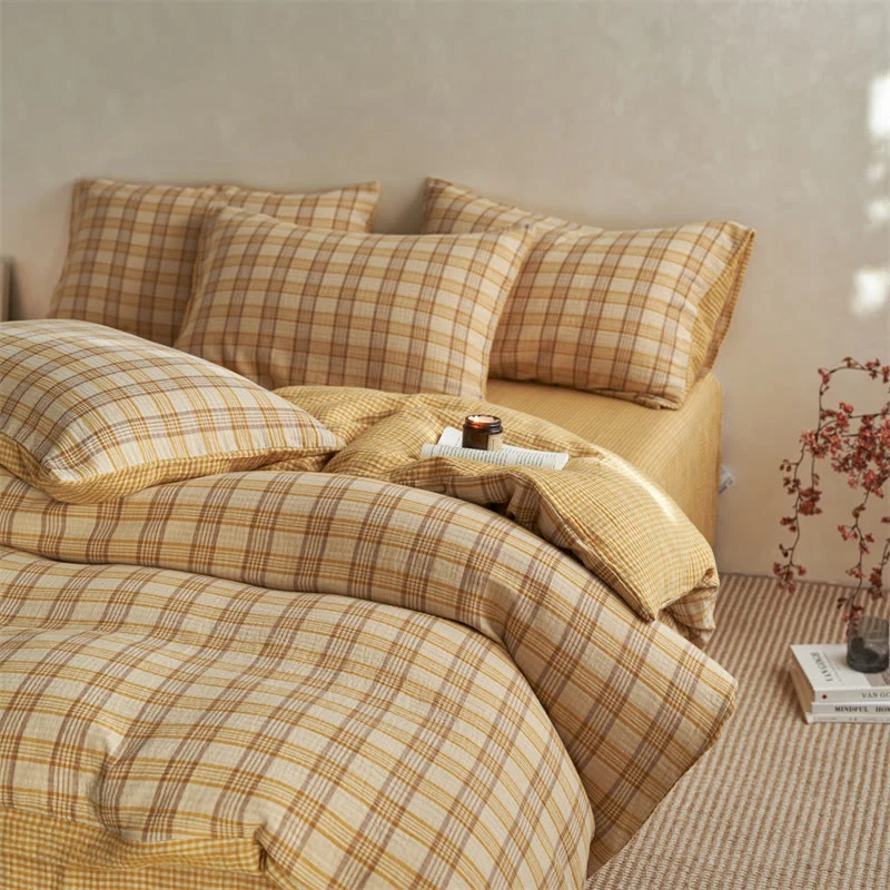 Specialty Ownkoti Checkered Cotton Duvet Cover Bedding Set Sustainable