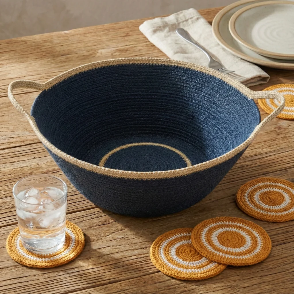 Excellent Hydra Woven Seagrass Oversize Bowl with Handles Navy Comfortable