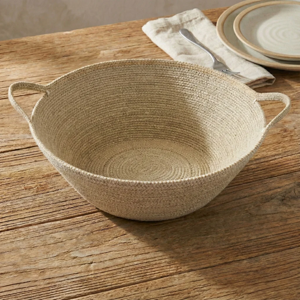 Easy-to-Use Hydra Woven Seagrass Oversize Bowl with Handles Grey Lightweight