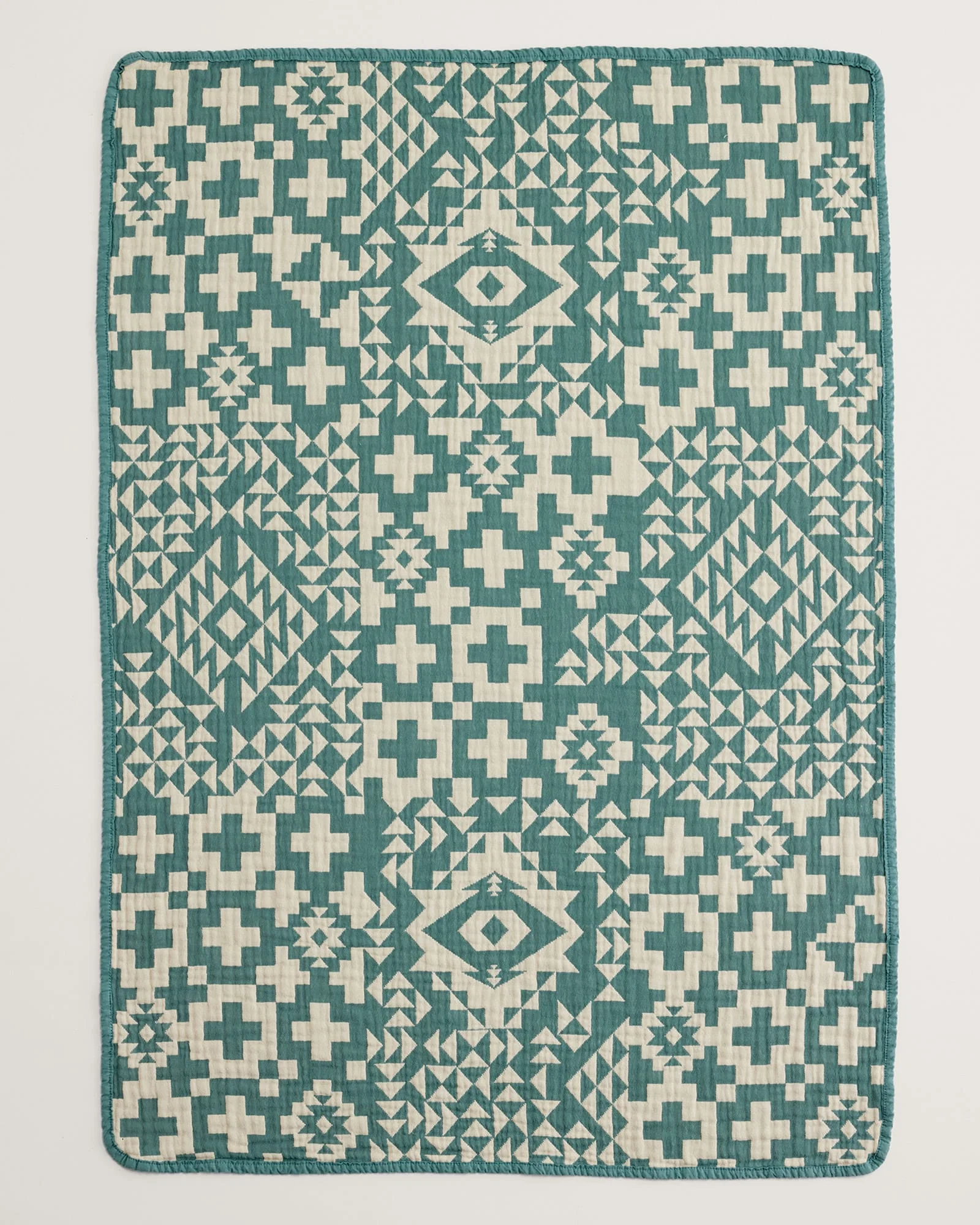 Prestigious Blue Ridge Organic Cotton Baby Blanket Blue Cream Flexible