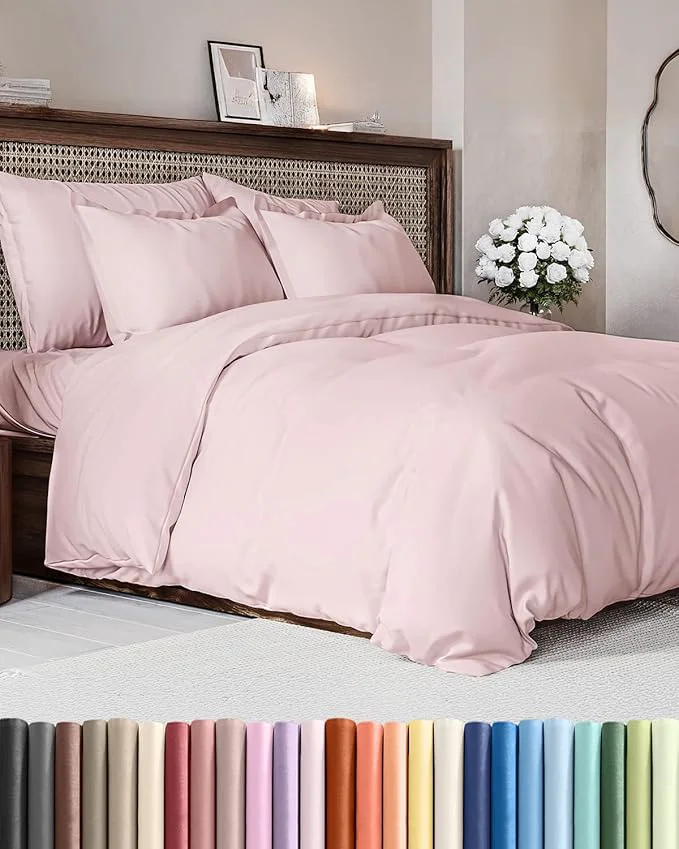 Original Duvet Cover Full Size Set – Extra Soft Full Duvet Cover 80 quot x 90 quot with 2 Pillow Shams – Hotel Luxury Easy Care amp Fade with Zipper Closures amp Ties – All Season Comfy amp Breathable Lavender Pink Practical