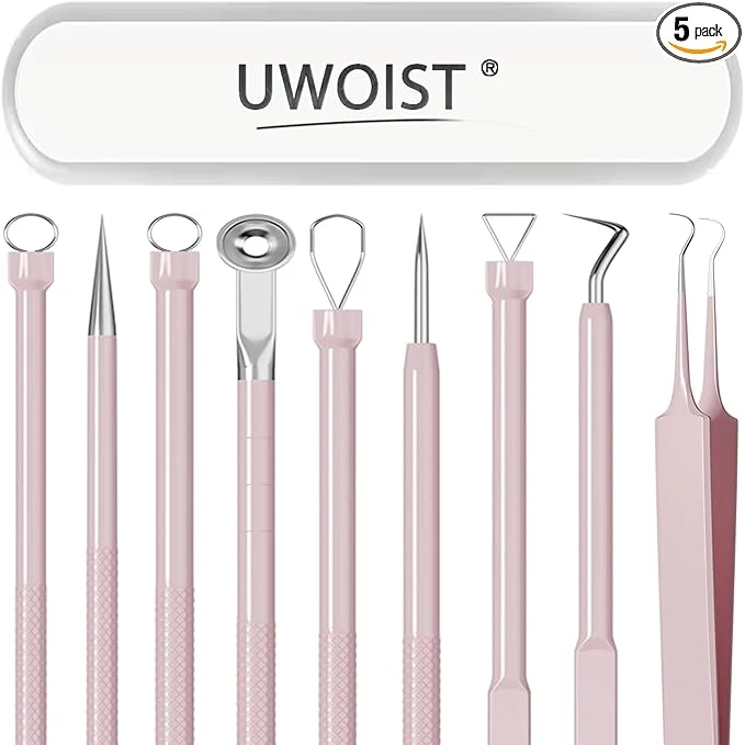 Fast Pimple Popper Tool Kit Blackhead Remover Tools Professional Stainless Black Traditional