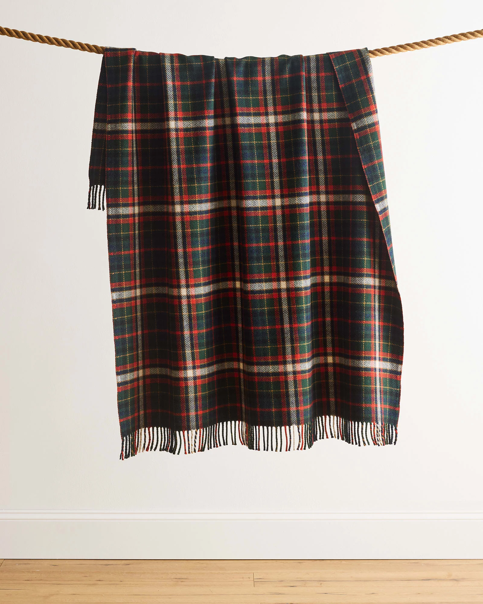 Solid Fireside Throw Laurel Green Red Crafted