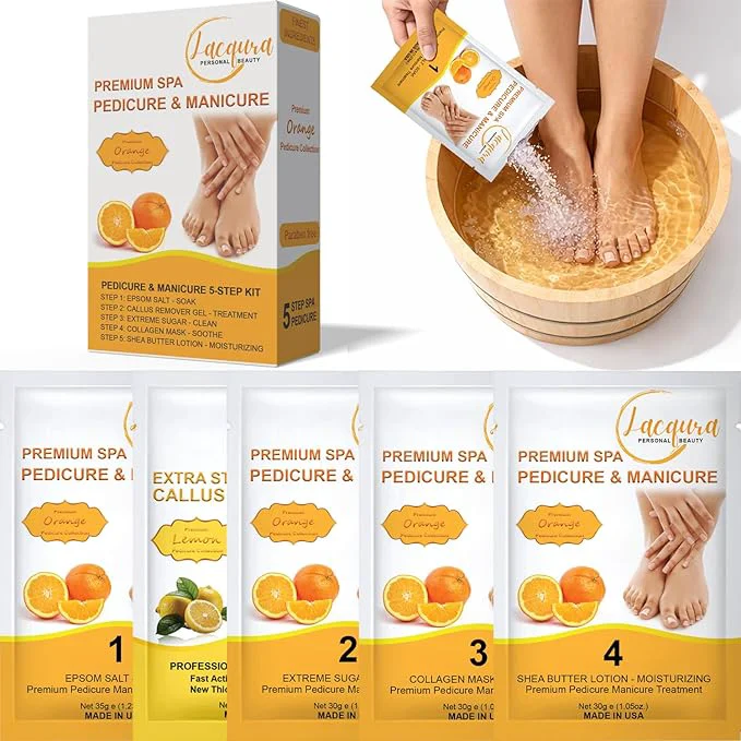 Reliable Deluxe Pedicure Kit 5 Step Spa Set – Epsom Salt Soak Callus Remover Gel Durable