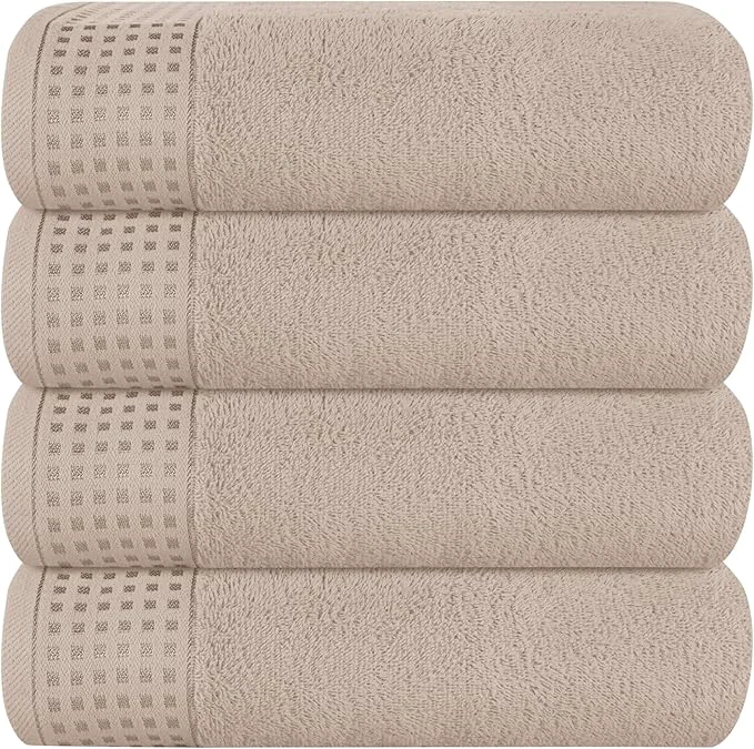 Classic GLAMBURG Ultra Soft 4 Pack Oversized Bath Towel Set 27×54 inches Cotton Green