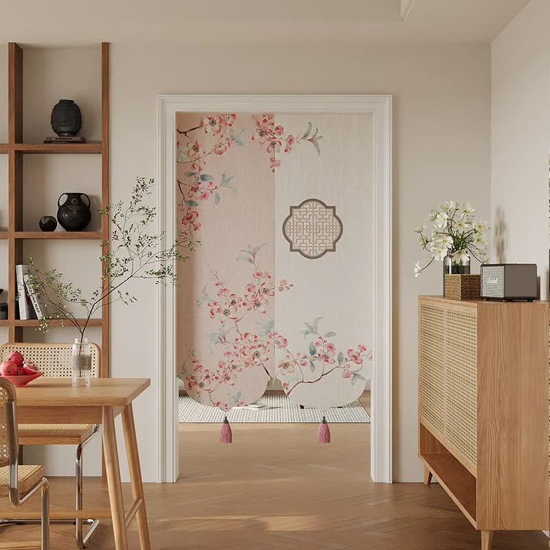 Fine Ownkoti Cherry Blossom Waterproof Doorway Curtain Stylish