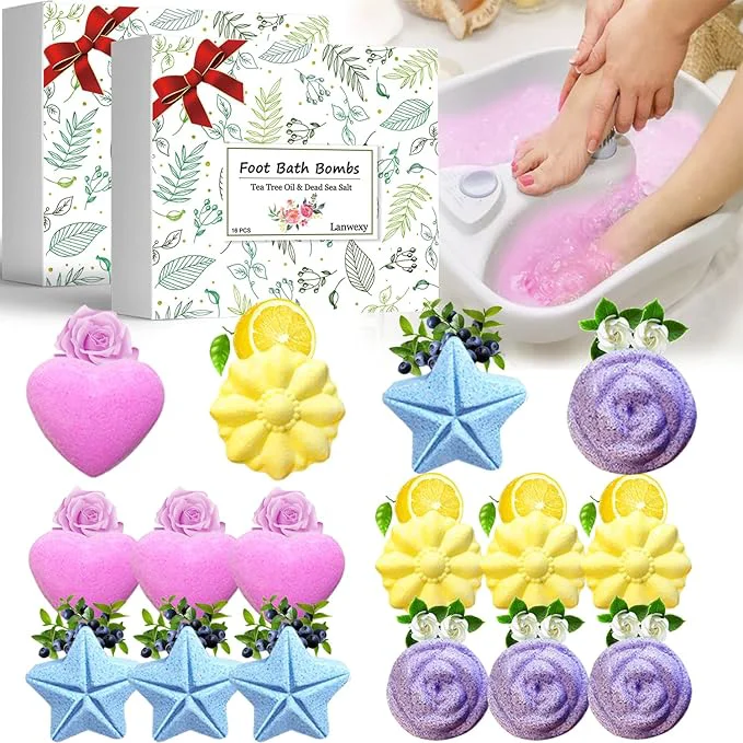 Green Lanwexy Bath Bombs 32 Pack Foot Soak Sustainable