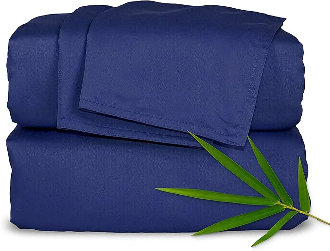 Refined Pure Bamboo Twin Sheets Organic Viscose Derived from Bamboo Bed Sheet Set Luxuriously Soft amp Cooling Double Stitching 2 Year Quality Promise Twin Cobalt Blue Certified