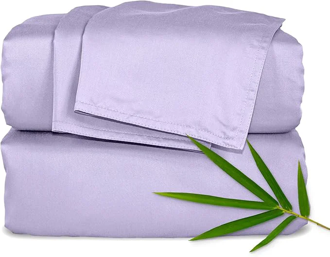 Genuine Pure Bamboo California King Sheets Organic Viscose Derived from Bamboo Bed Sheet Set Soft amp Cooling Double Stitching 2 Year Quality Promise California King Lavender Green