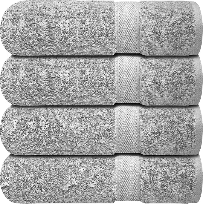 Refined Infinitee Xclusives Luxury Ring-Spun Cotton Bath Towels Set of 4 – Soft Classic