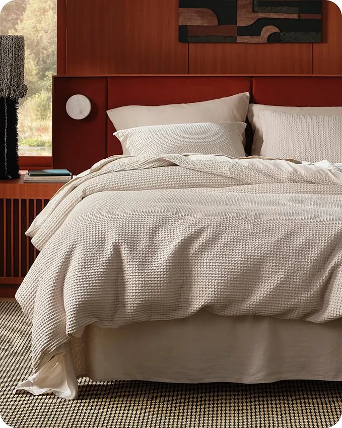 Authentic Bedsure Cotton Duvet Cover Set – Cotton Waffle Weave Linen Duvet Cover Oversized King Size GentleSoft™ and Breathable Bedding Set for All Season 3 Pieces 120 quot x98 quot Powerful
