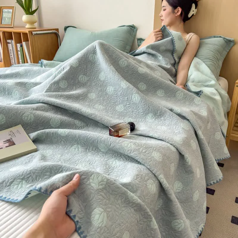 Practical Ownkoti Round Leaf Cotton Triple Gauze Quilt Artisan