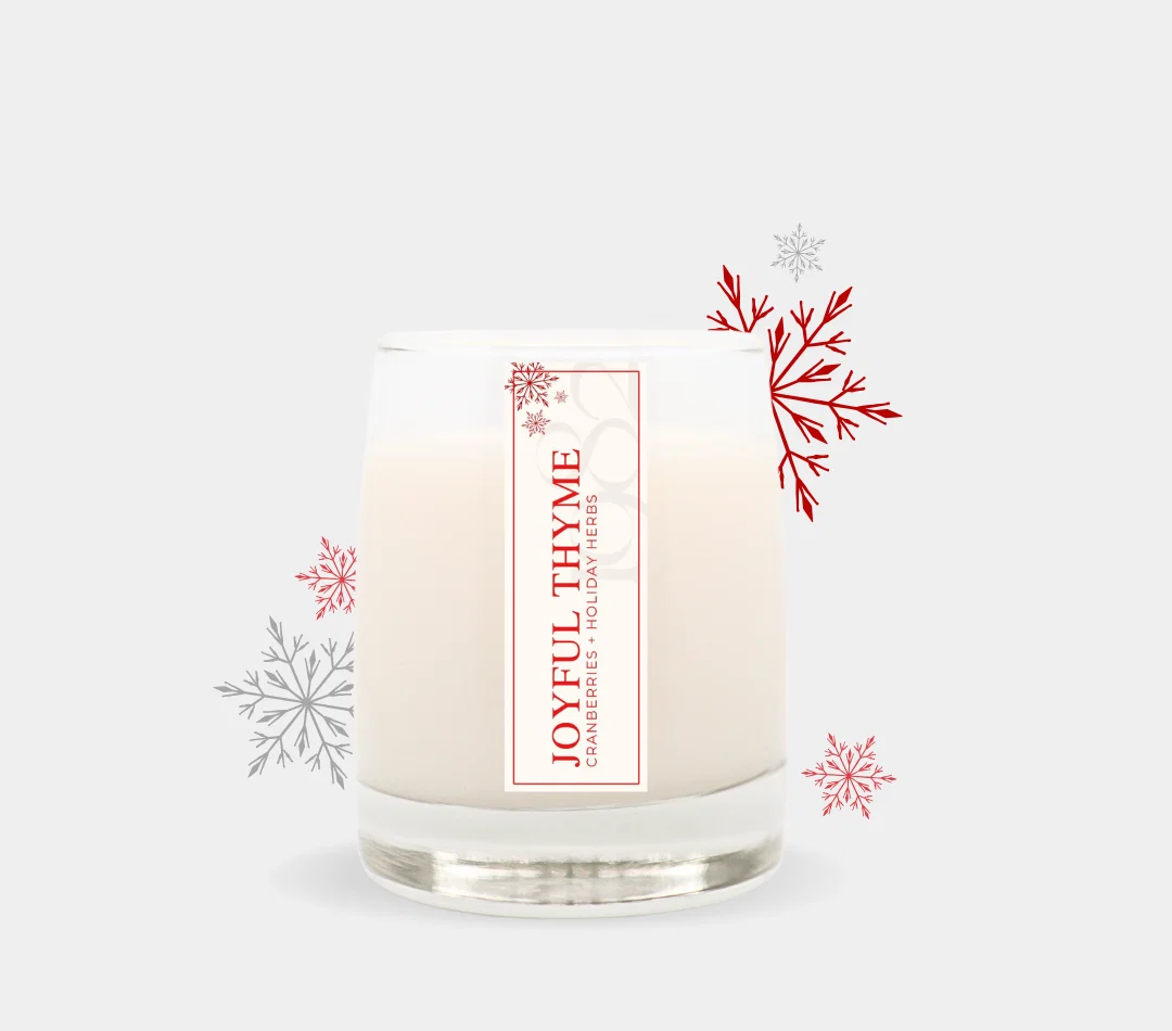 Durable Joyful Thyme Candle 8.5 oz – Notes Spiced Cranberries Thyme Fir Needles Selected