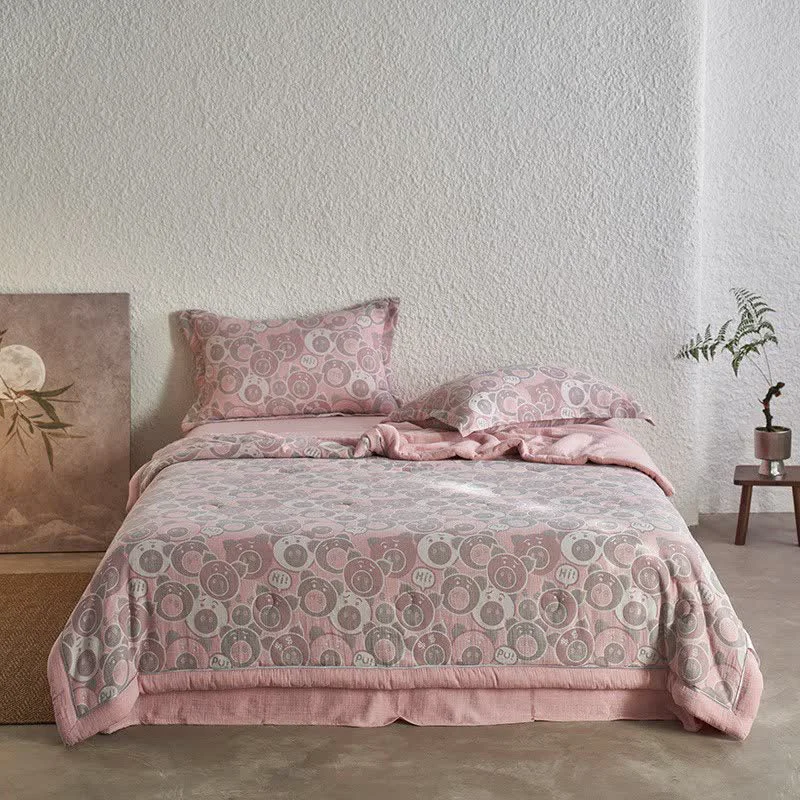 Original Design Ownkoti Cotton Gauze Jacquard Cute Pig Bedding Easy-to-Use