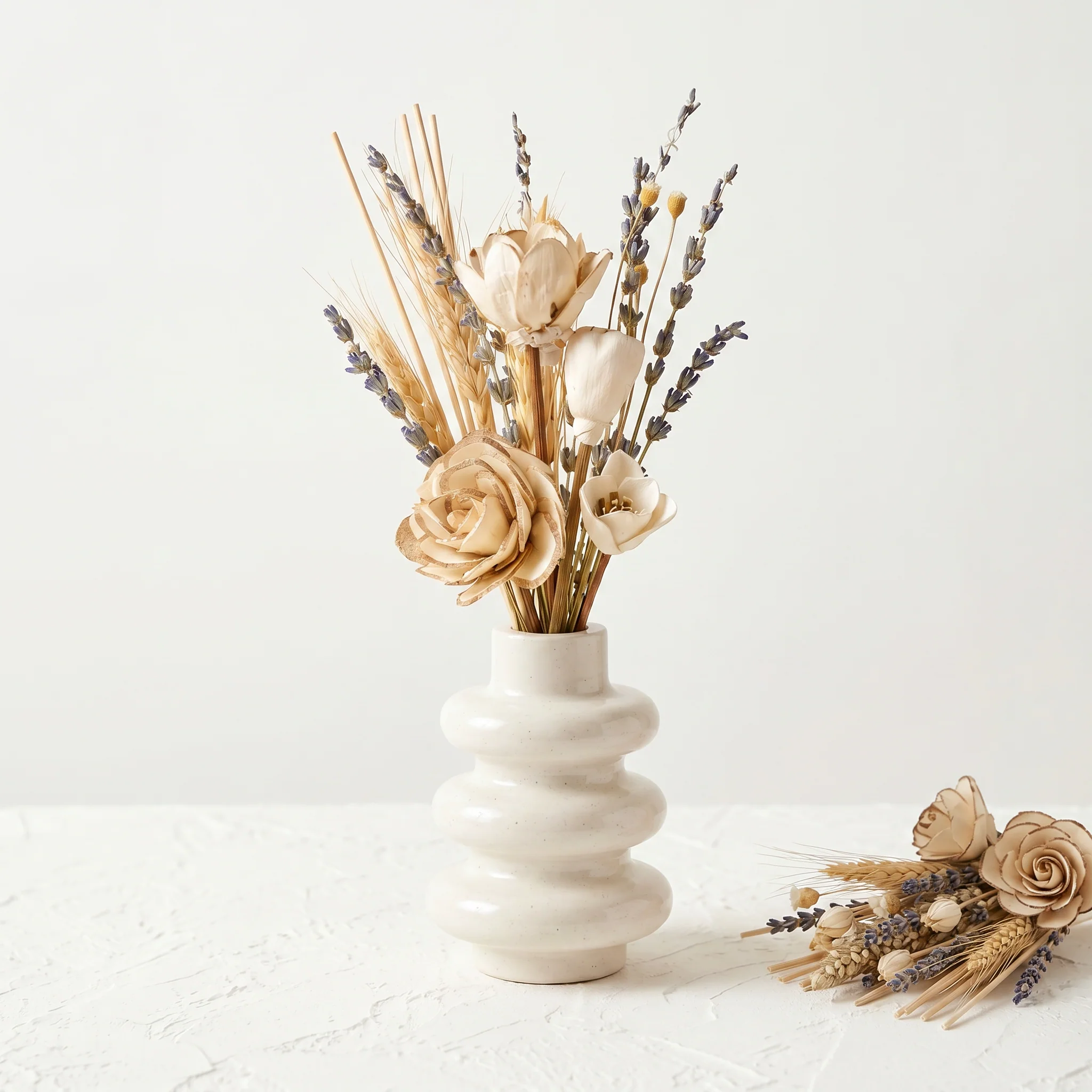 Comfortable The Stacked Bubble Vase Reed Diffuser Gift Set Gypsum White 9 quot Lightweight
