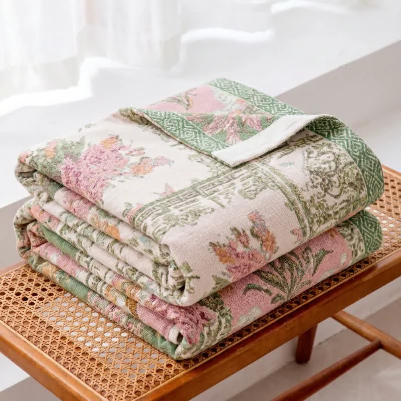 Solid Ownkoti Floral Patchwork Cotton Gauze Quilt Blanket Minimalist